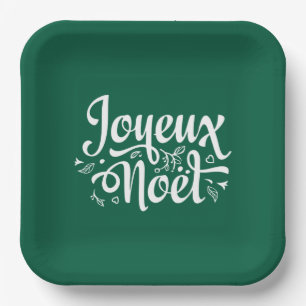 Frohe Weihnachten Green Pappteller