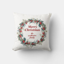 Frohe Weihnachten Green Red Holly Berry Wreath