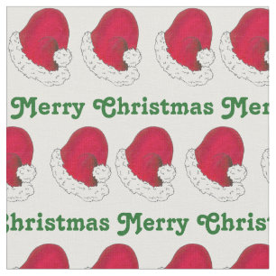 Frohe Weihnachten Green Red Santa Claus Hat Xmas Stoff