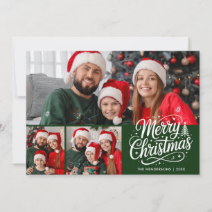 Frohe Weihnachten Green Script 3 Familienfoto