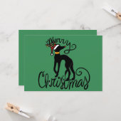 Frohe Weihnachten Greyhound Karte (Vorderseite/Rückseite Beispiel)