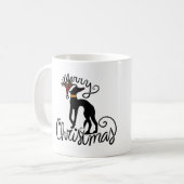 Frohe Weihnachten Greyhound Reindeer Kaffeetasse (Vorderseite Links)