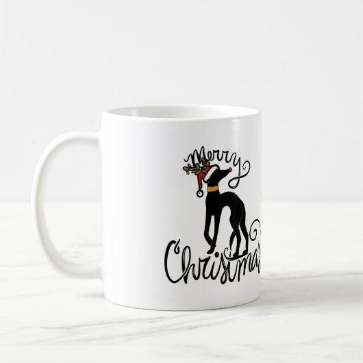 Frohe Weihnachten Greyhound Reindeer Kaffeetasse (Links)