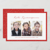 Frohe Weihnachten Griechisch drei Foto roten Rahme (Vorne/Hinten)