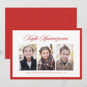 Frohe Weihnachten Griechisch drei Foto roten Rahme (Vorne/Hinten)