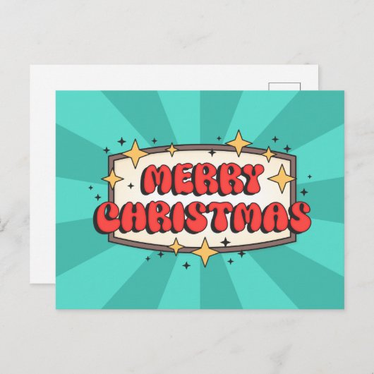 Frohe Weihnachten Groovittext, fröhlicher Retro-Ca Postkarte (Vorne/Hinten)