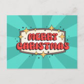Frohe Weihnachten Groovittext, fröhlicher Retro-Ca Postkarte (Vorderseite)