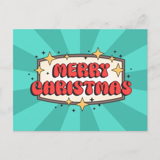 Frohe Weihnachten Groovittext, fröhlicher Retro-Ca Postkarte (Vorderseite)