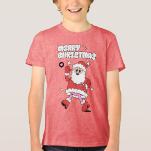 Frohe Weihnachten - Groovy Santa Strut Tri-Blend Shirt
