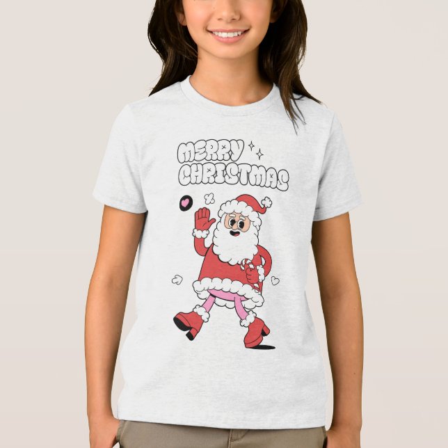 Frohe Weihnachten - Groovy Santa Strut Tri-Blend Shirt (Vorderseite)