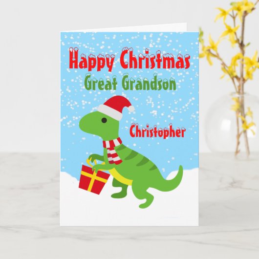 Frohe Weihnachten Groß Grandson Dinosaur T Rex Karte (Gelbe Blume)