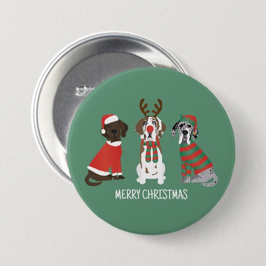 Frohe Weihnachten Große Dane Hunde Button (Vorne & Hinten)