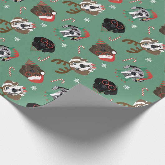 Frohe Weihnachten Große Dane Hunde Geschenkpapier (Ecke)