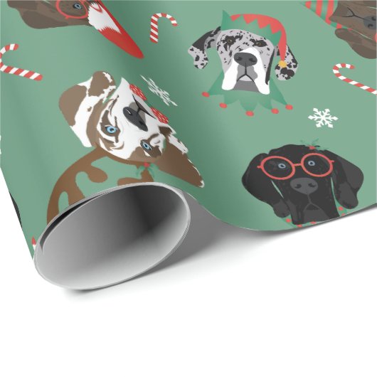 Frohe Weihnachten Große Dane Hunde Geschenkpapier (Rolleneckpunkt)