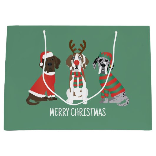 Frohe Weihnachten Große Dane Hunde Geschenktüte (Vorderseite)