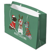 Frohe Weihnachten Große Dane Hunde Geschenktüte (Rückseite Schrägansicht)