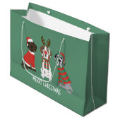 Frohe Weihnachten Große Dane Hunde Geschenktüte (Vorderseite Schrägansicht)