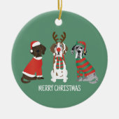 Frohe Weihnachten Große Dane Hunde Keramik Ornament (Vorne)