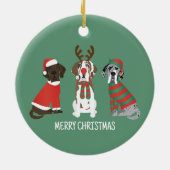 Frohe Weihnachten Große Dane Hunde Keramik Ornament (Hinten)