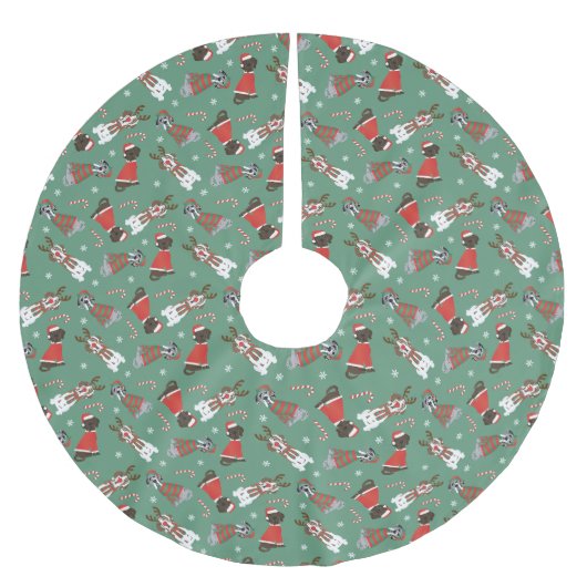 Frohe Weihnachten Große Dane Hunde Polyester Weihnachtsbaumdecke (Vorderseite)