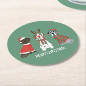 Frohe Weihnachten Große Dane Hunde Runder Pappuntersetzer (Angewinkelt)