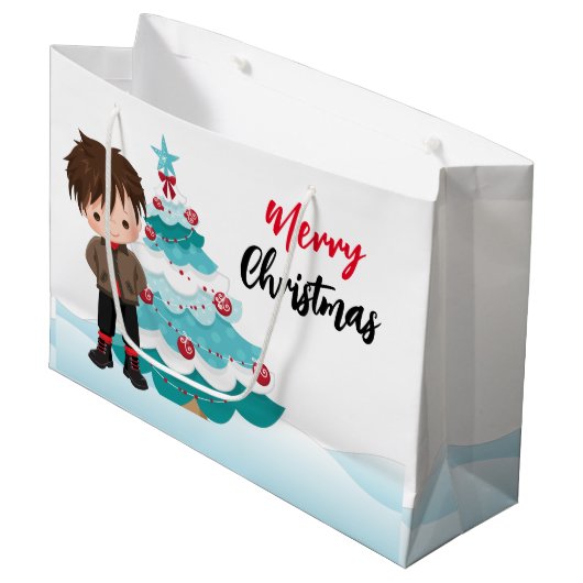 Frohe Weihnachten Große Geschenktüte (Vorderseite Schrägansicht)