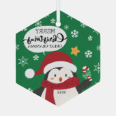 Frohe Weihnachten Große Oma Penguin Ornament Aus Glas (Rückseite)