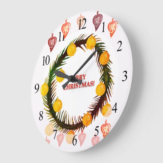 Frohe Weihnachten Große Wanduhr (Winkel)