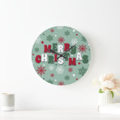Frohe Weihnachten Große Wanduhr (Zuhause)