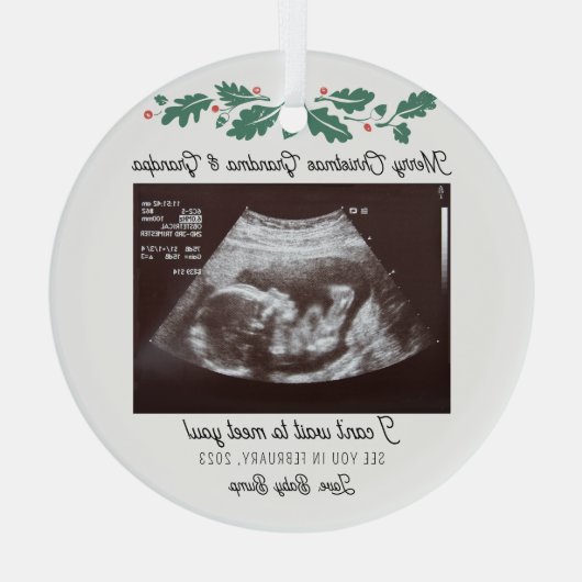 Frohe Weihnachten Großeltern Schwangerschaft Ultra Ornament Aus Glas (Rückseite)