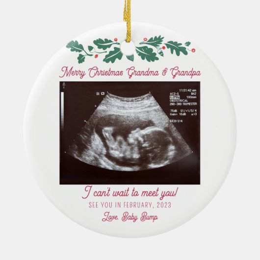 Frohe Weihnachten Großeltern Ultrasound Schwangers Keramik Ornament (Hinten)