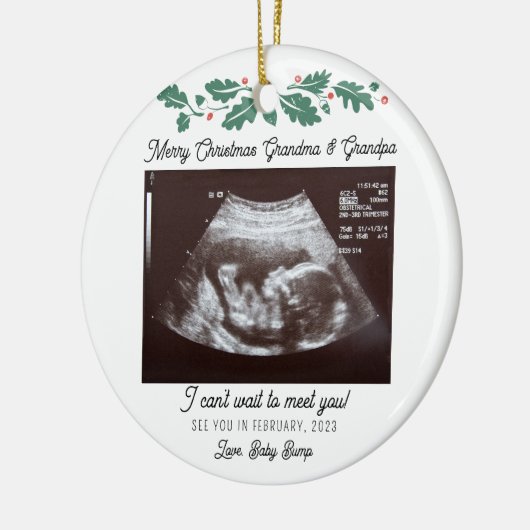 Frohe Weihnachten Großeltern Ultrasound Schwangers Keramik Ornament (Links)