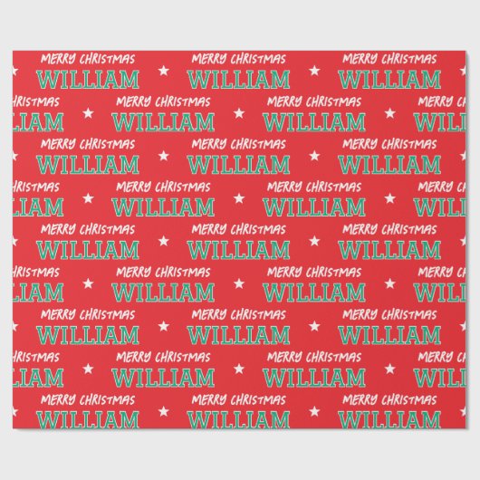 Frohe Weihnachten Grosser Individuelle Name Red Gr Geschenkpapier (Flach)