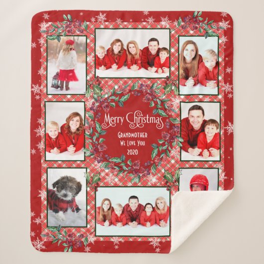 Frohe Weihnachten Großmutter Familie Foto Collage Sherpadecke (Vorderseite)