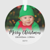 Frohe Weihnachten Großmutter Name Foto Ornament (Rückseite)