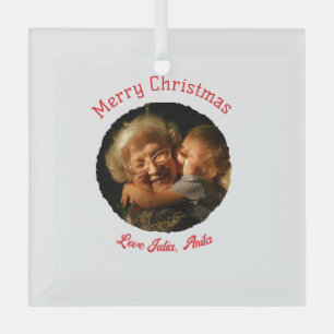 Frohe Weihnachten Großmutter Tochter Foto Kreis Ornament Aus Glas