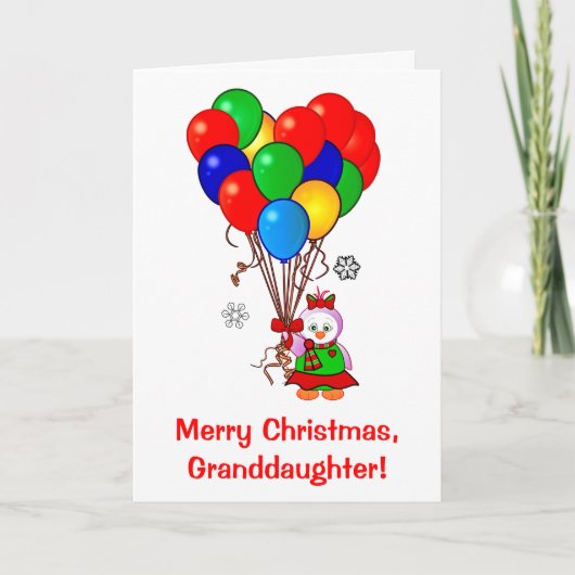 Frohe Weihnachten Großtochter Pinguin und Balloons (Vorderseite)