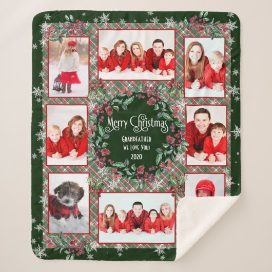 Frohe Weihnachten Großvater Familie Foto Collage Sherpadecke (Vorderseite)