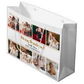 Frohe Weihnachten Grün Elegant Moderne Fotos Große Geschenktüte (Vorderseite Schrägansicht)