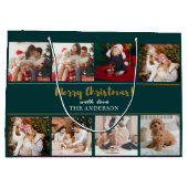 Frohe Weihnachten Grün Elegant Moderne Fotos Große Geschenktüte (Rückseite)