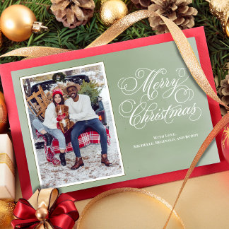 Frohe Weihnachten Grün Elegante Schrift Foto