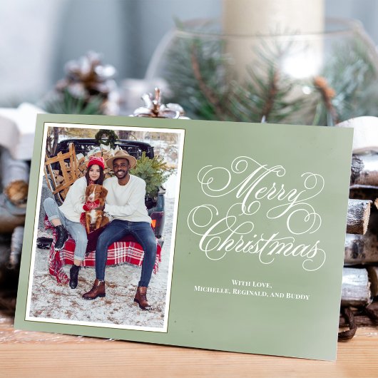 Frohe Weihnachten Grün Elegantes Script-Foto