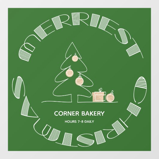 Frohe Weihnachten Grün Fensteraufkleber (Blatt)