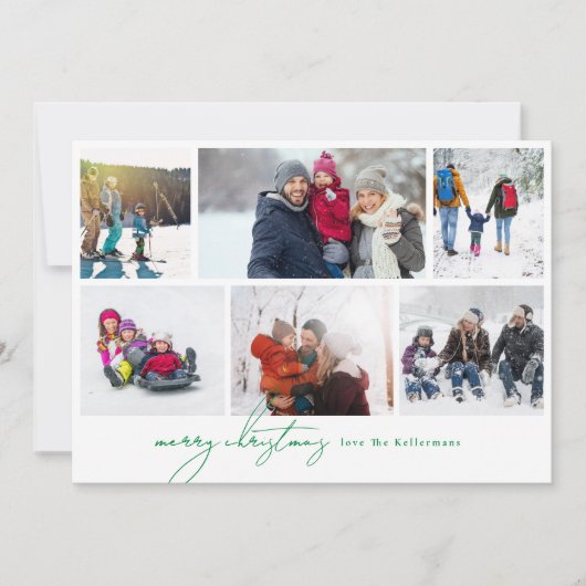 frohe Weihnachten grün geschrieben | 9 MultiFoto (Vorderseite)