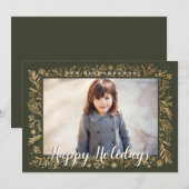 Frohe Weihnachten Grün & Gold Folien & Schneeflock (Vorne/Hinten)