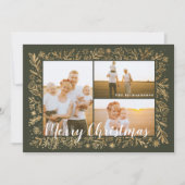 Frohe Weihnachten Grün & Gold Folien & Schneeflock (Vorderseite)