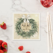 Frohe Weihnachten Grün Gold Weiße Kranz Serviette (Beispiel)