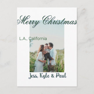 frohe weihnachten grün grau foto name ort modern postkarte