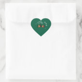 Frohe Weihnachten Grün Herz-Aufkleber (Tasche)