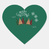 Frohe Weihnachten Grün Herz-Aufkleber (Vorderseite)
